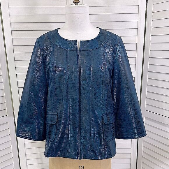 Susan Graver Jacket Size Large Embossed Faux Croc NWOT - Picture 2 of 12